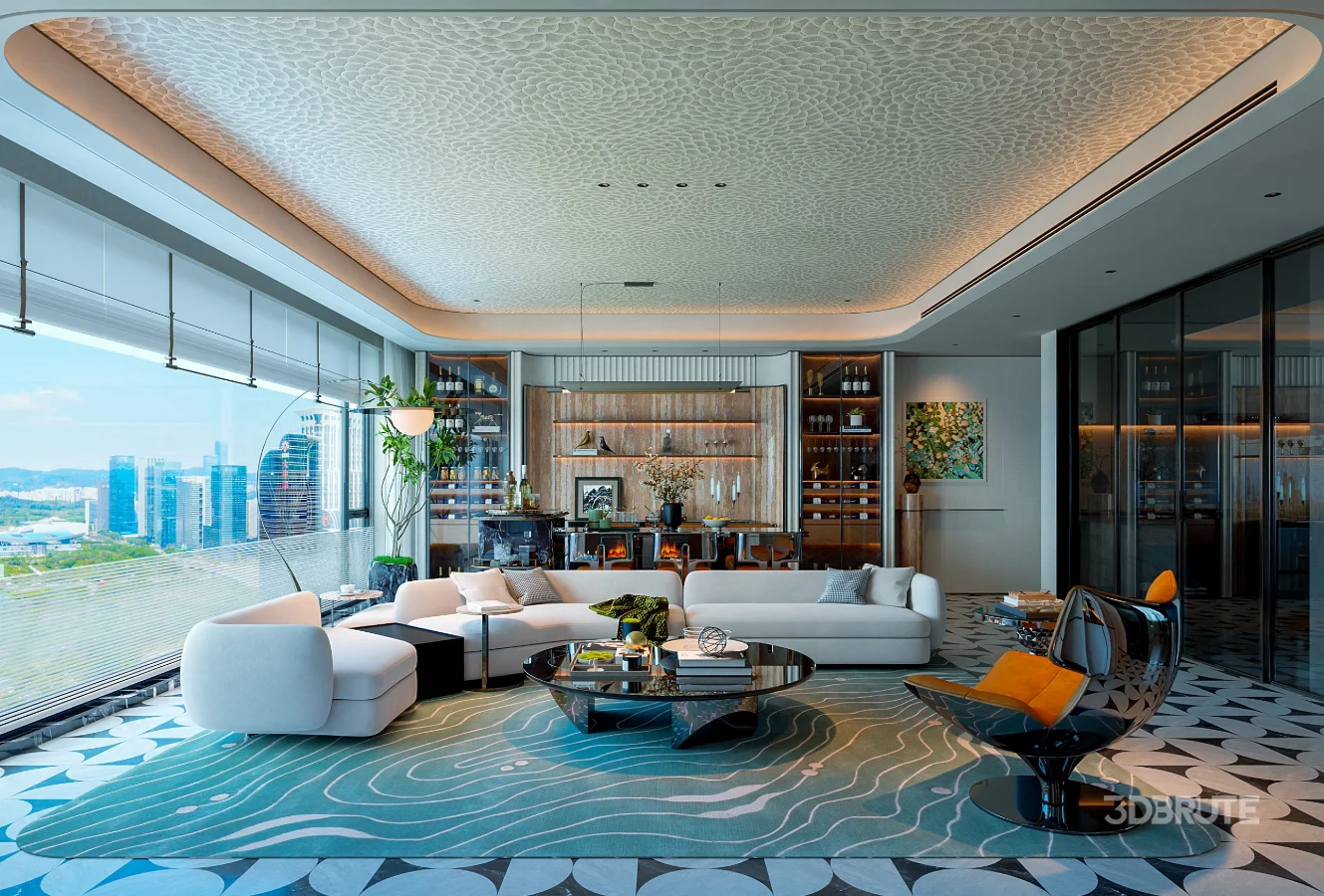 Modern luxury living and dining room Image 2