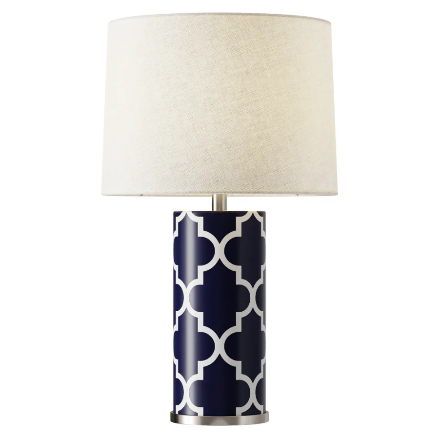 Abbyson Madison Navy Blue Lattice Table Lamp Image 1