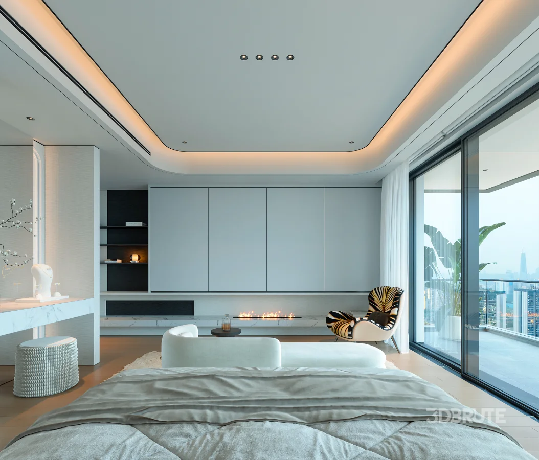 modern luxury bedroom interior Image 2