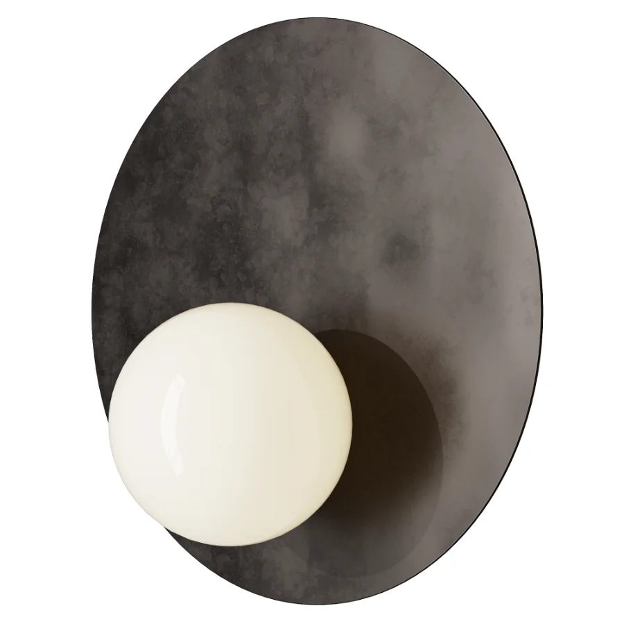 Luna bronze and opal disc wall light Image 1