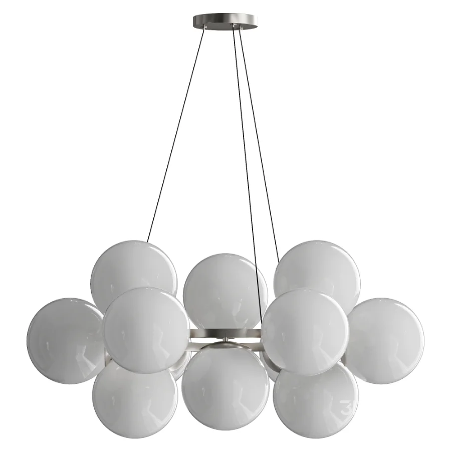 MyFar Aerton Nickel White Glass Molecule Chandelier 12 Light Image 2