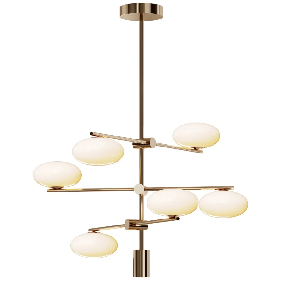Imperial 6 light brass and opal pendant Image 1