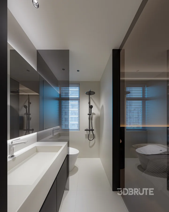 Modern bedroom and bathroom dressing room Image 2