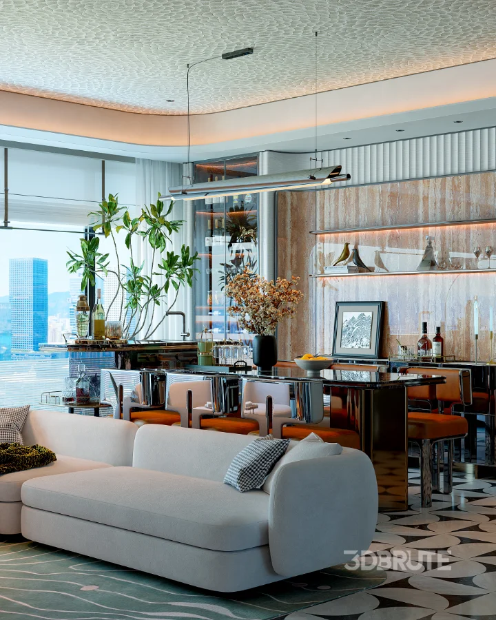 Modern luxury living and dining room Image 4