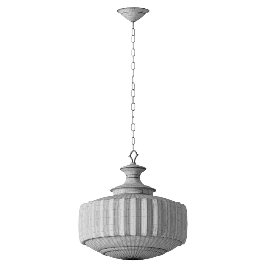 Vintage Brass Pleated Milk Glass Pendant Lamp Image 3