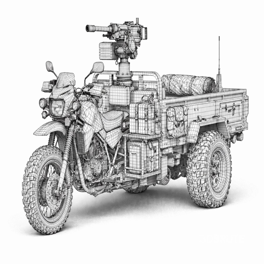 Military Tactical Trike Bike 3D Model Image 9