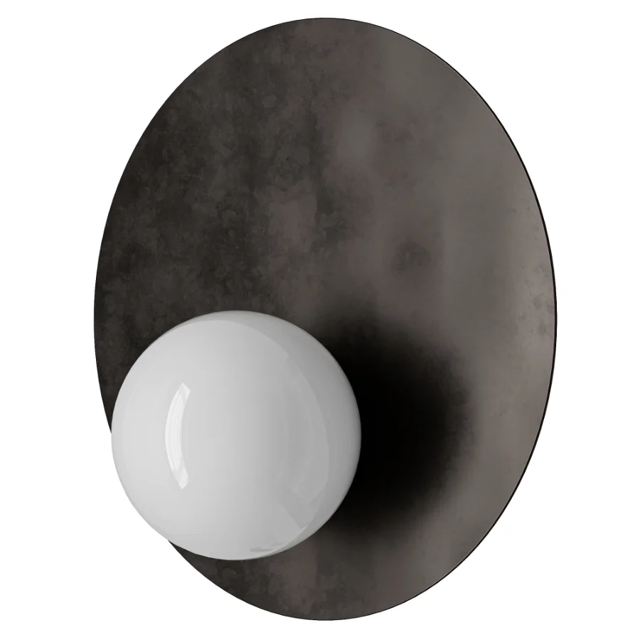 Luna bronze and opal disc wall light Image 2