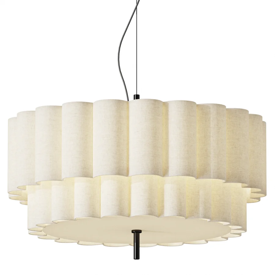 Stewart Modern Scalloped Linen Pendant Light Image 2