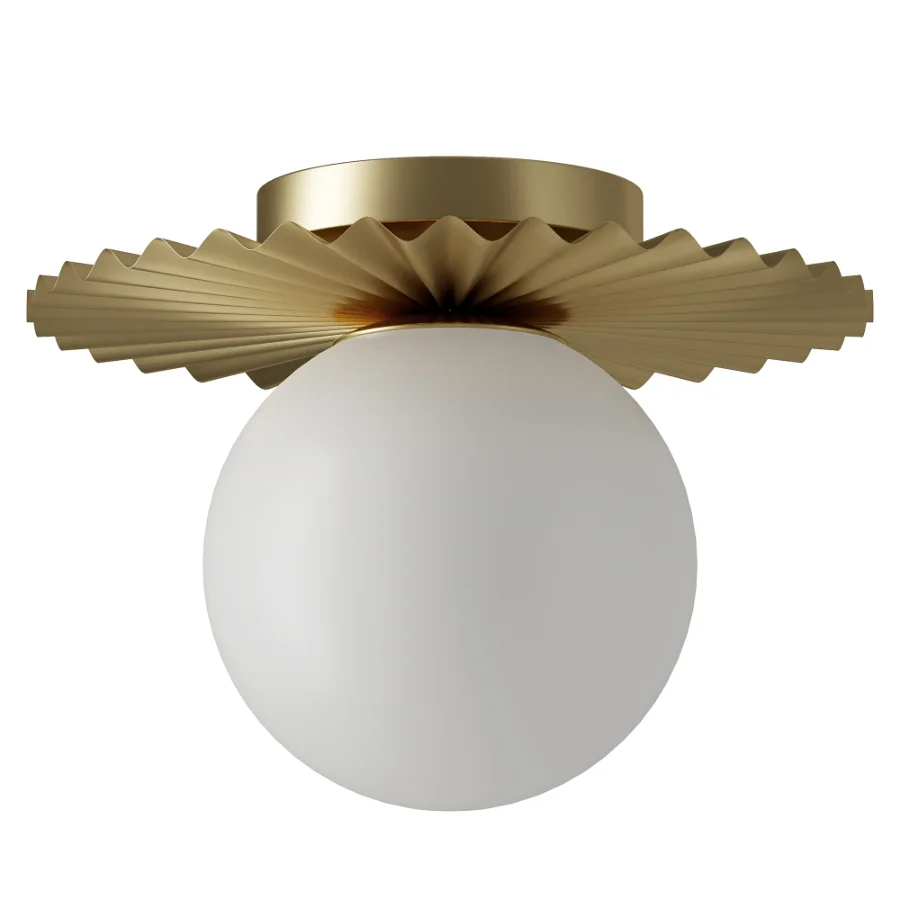 Abbey Gold Modern Globe Glass Flush Mount Image 2