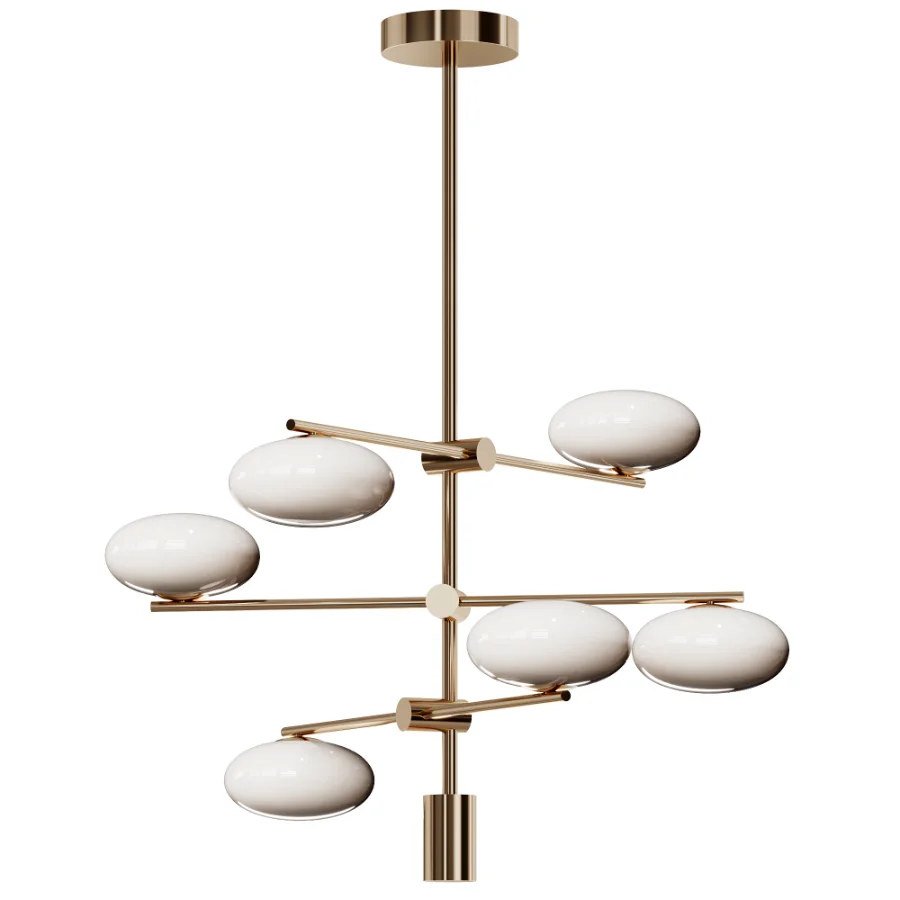 Imperial 6 light brass and opal pendant Image 2