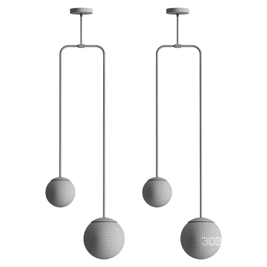 Modern brass chandelier with two shades Image 4