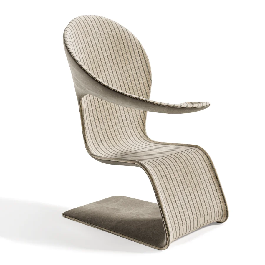 Modern Sculptural Armchair with Soft Fabric Upholstery Image 3
