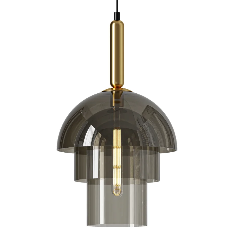 Modern cognac multi layer glass shade pendant light Image 1