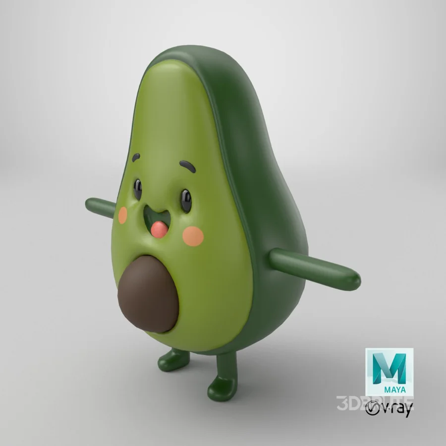 Avocado Cartoon 3D Character Image 26