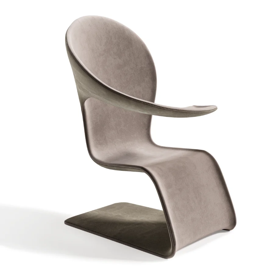 Modern Sculptural Armchair with Soft Fabric Upholstery Image 4