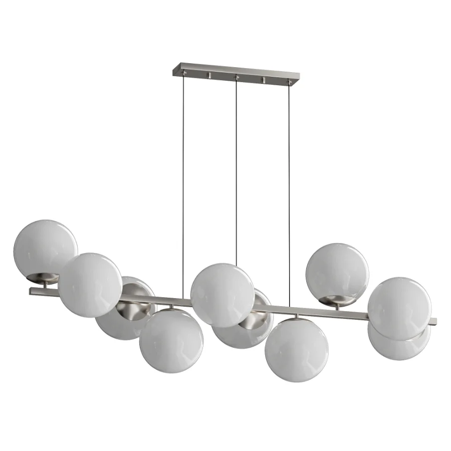 MyFar Aerton Nickel White Glass Molecule Chandelier 10 Light Image 2