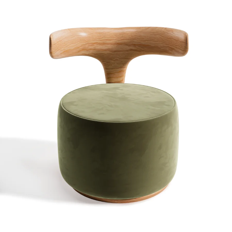 Modern Designer Wooden Armchair with Fabric Seat Image 4