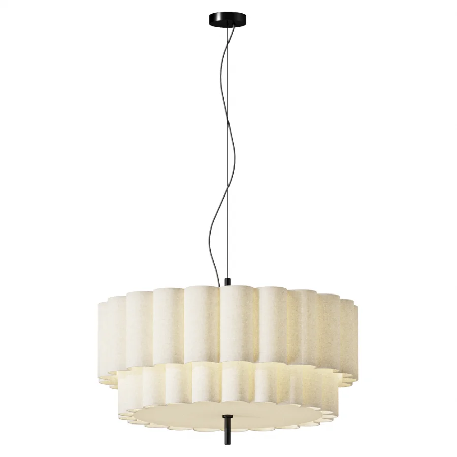 Stewart Modern Scalloped Linen Pendant Light Image 3