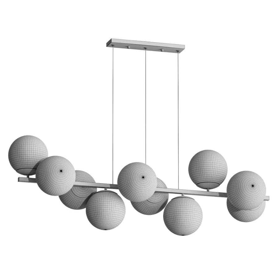 MyFar Aerton Nickel White Glass Molecule Chandelier 10 Light Image 3