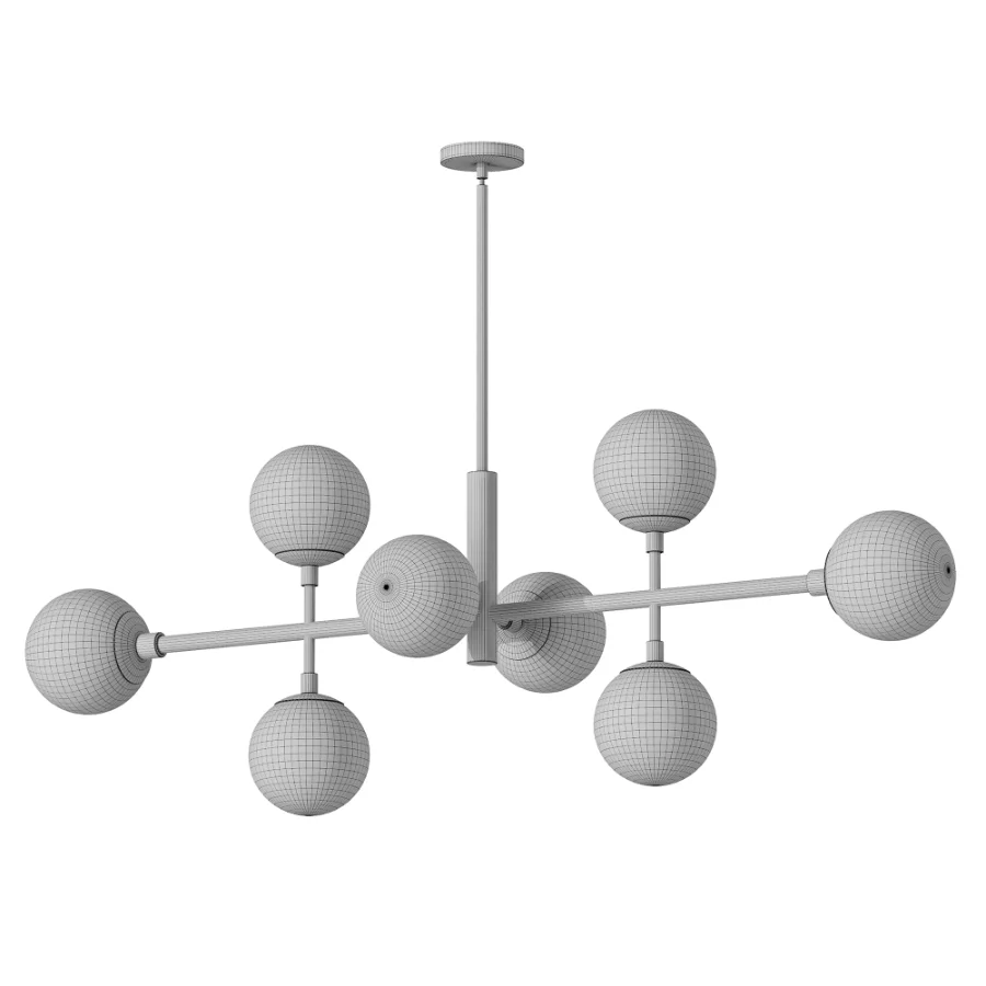 Black Frosted Glass Globe Linear Chandelier 8 Light Image 3