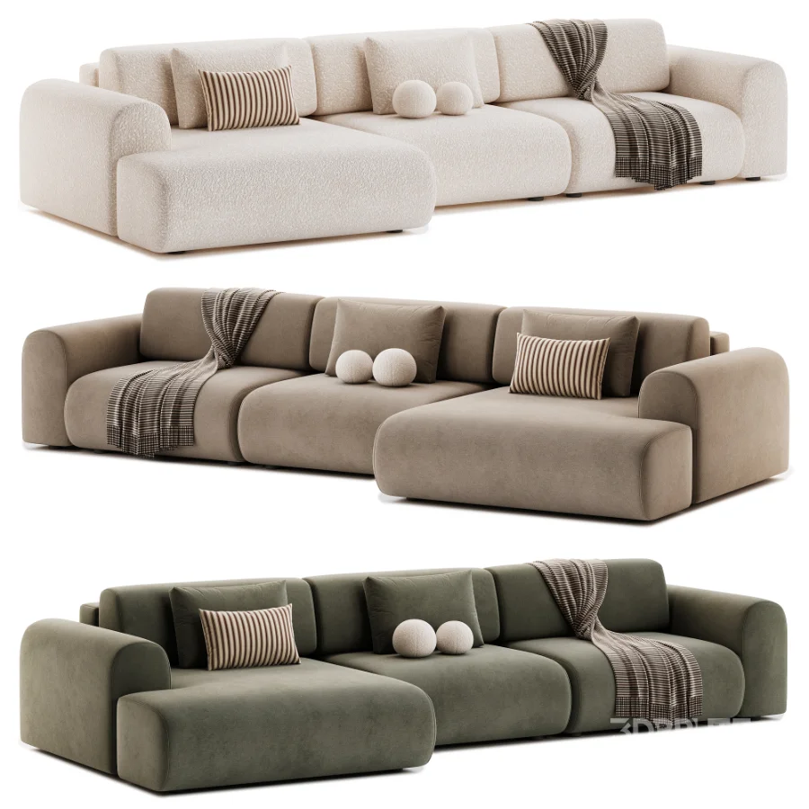 Modular sofa Maill Bucle Silver Image 1