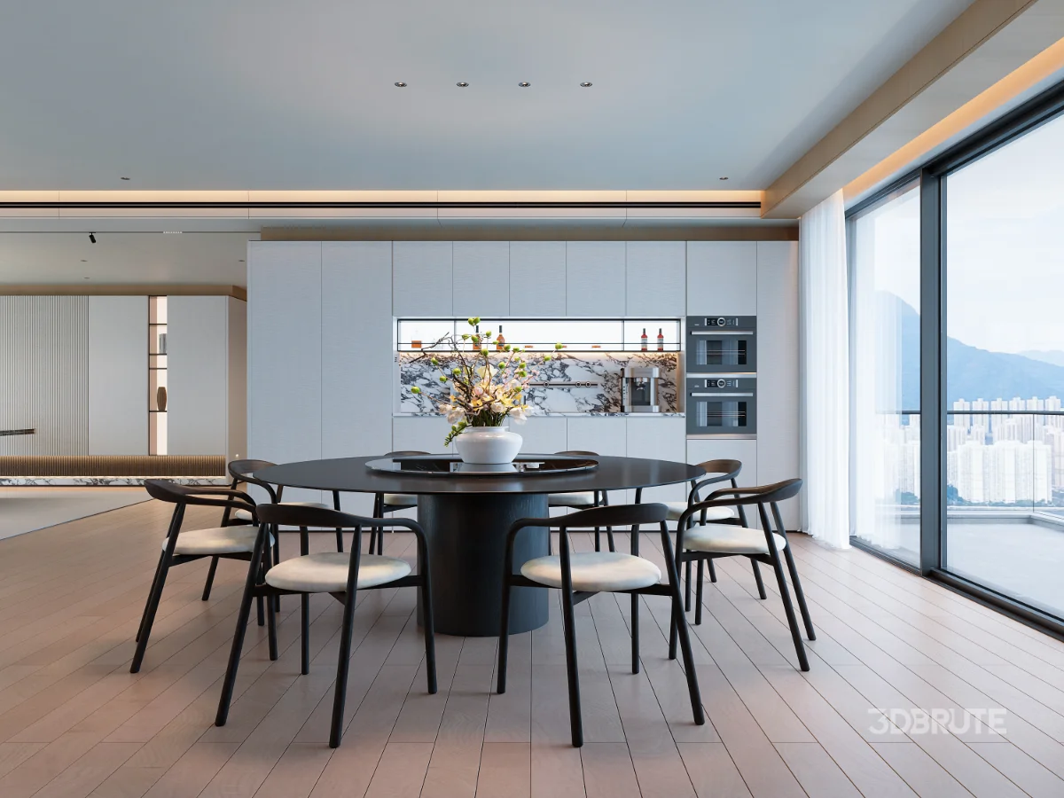 Modern living and dining room interior Image 5