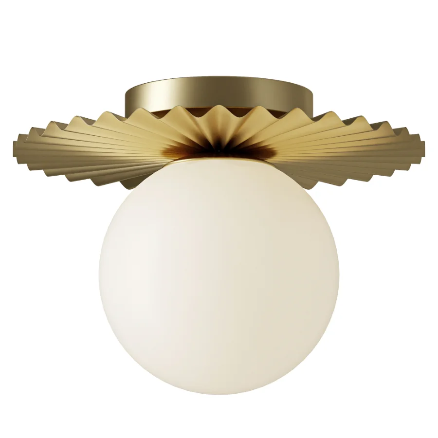 Abbey Gold Modern Globe Glass Flush Mount Image 1