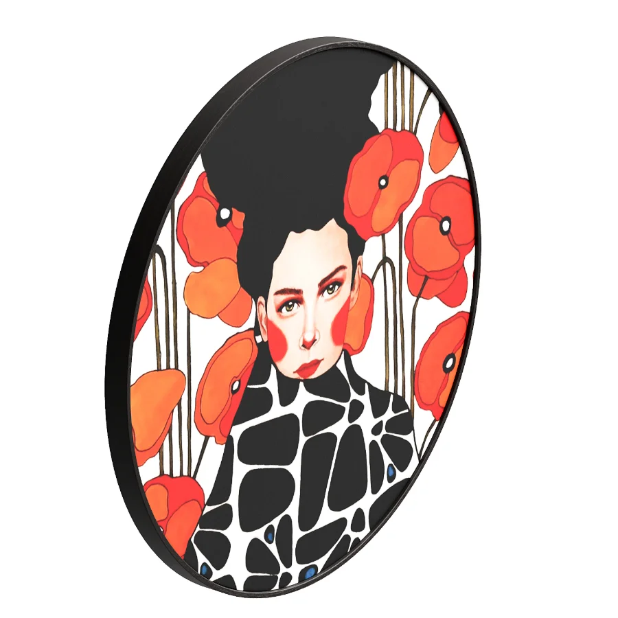 Woman with retro poppy flowers Image 2