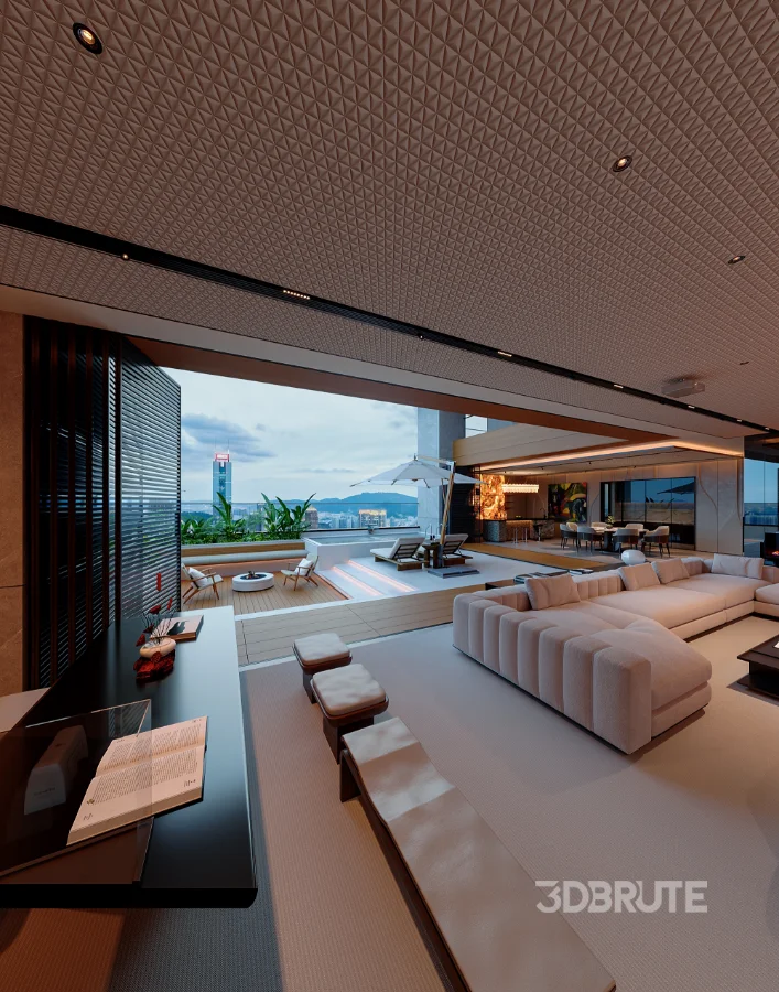 Modern scenic open balcony living room dining room Image 8