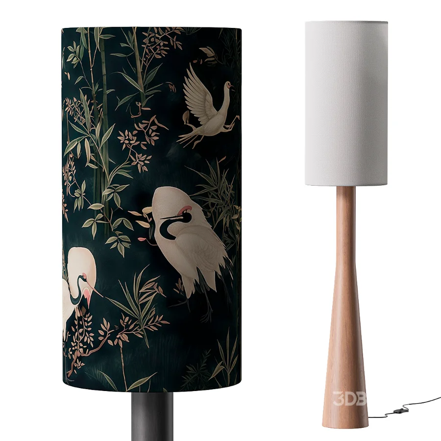 Minimalist Japandi Linen Floor Lamp Image 4