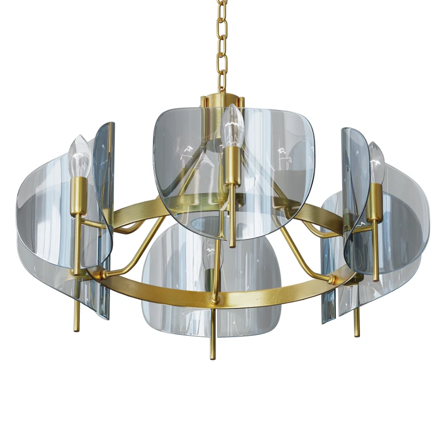 Modern Wagon Wheel 6-Light Chandelier Image 1