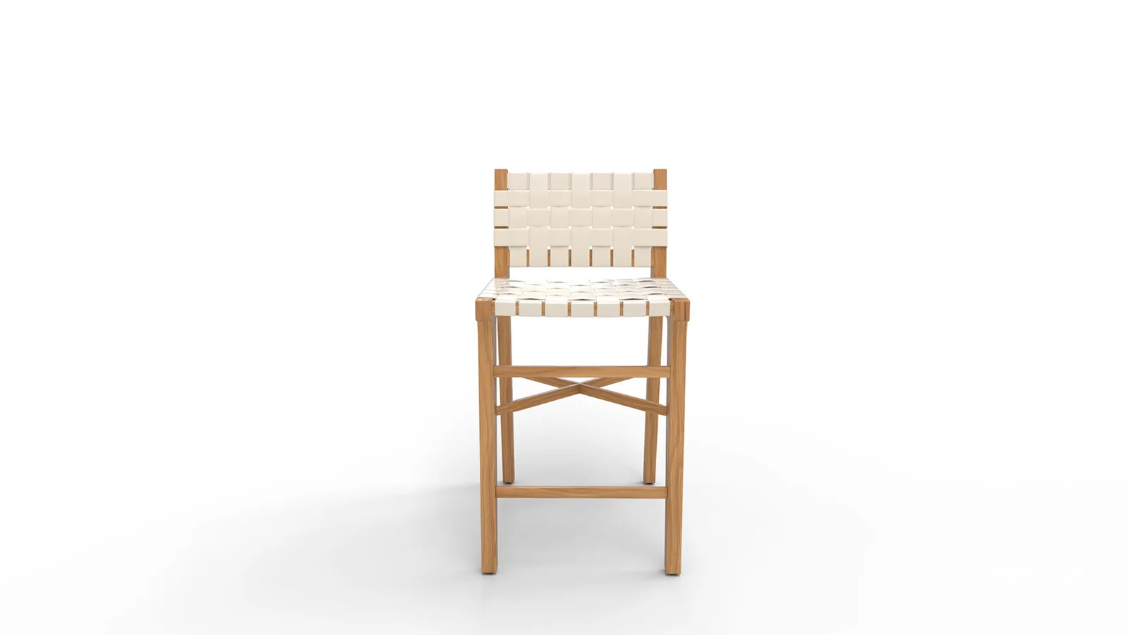 Taj White Leather Strap Bar Stool Image 2