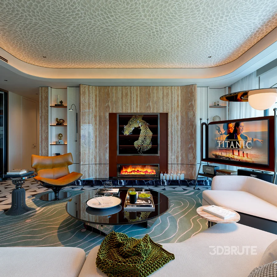 Modern luxury living and dining room Image 6