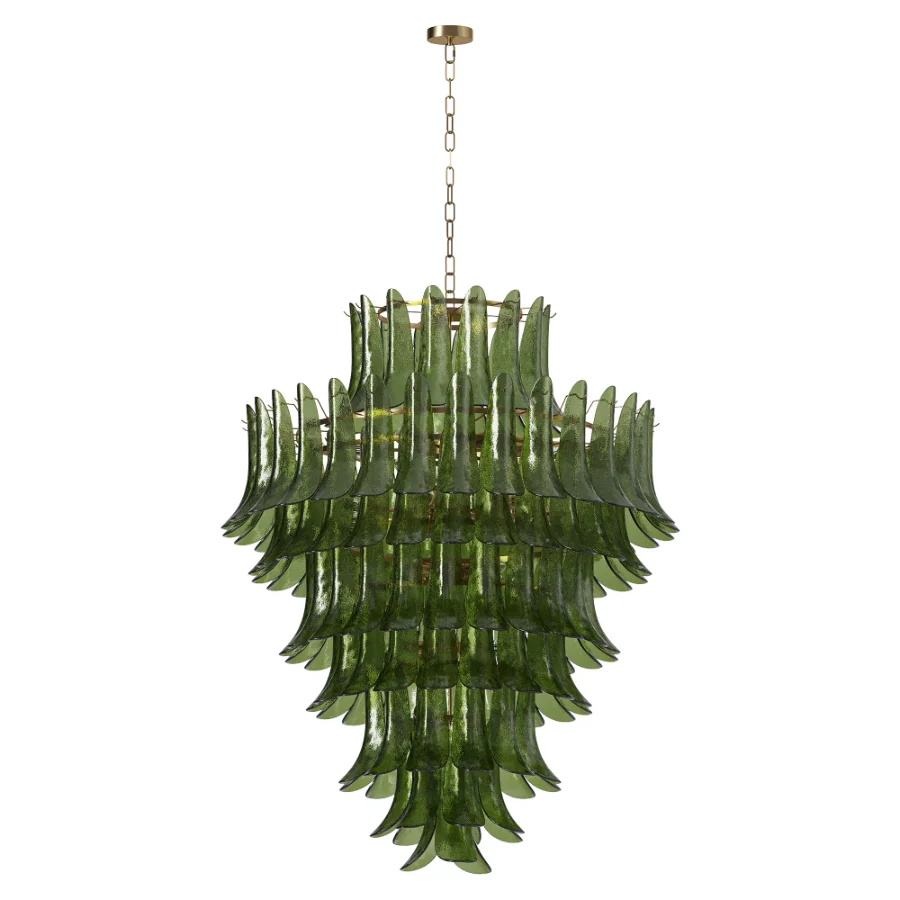 Green Murano Glass Petal Chandelier Image 3