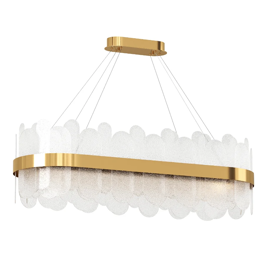 Modern Gold Rectangular Crystal Chandelier Image 2
