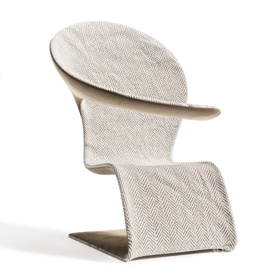 Modern Sculptural Armchair with Soft Fabric Upholstery Image 5