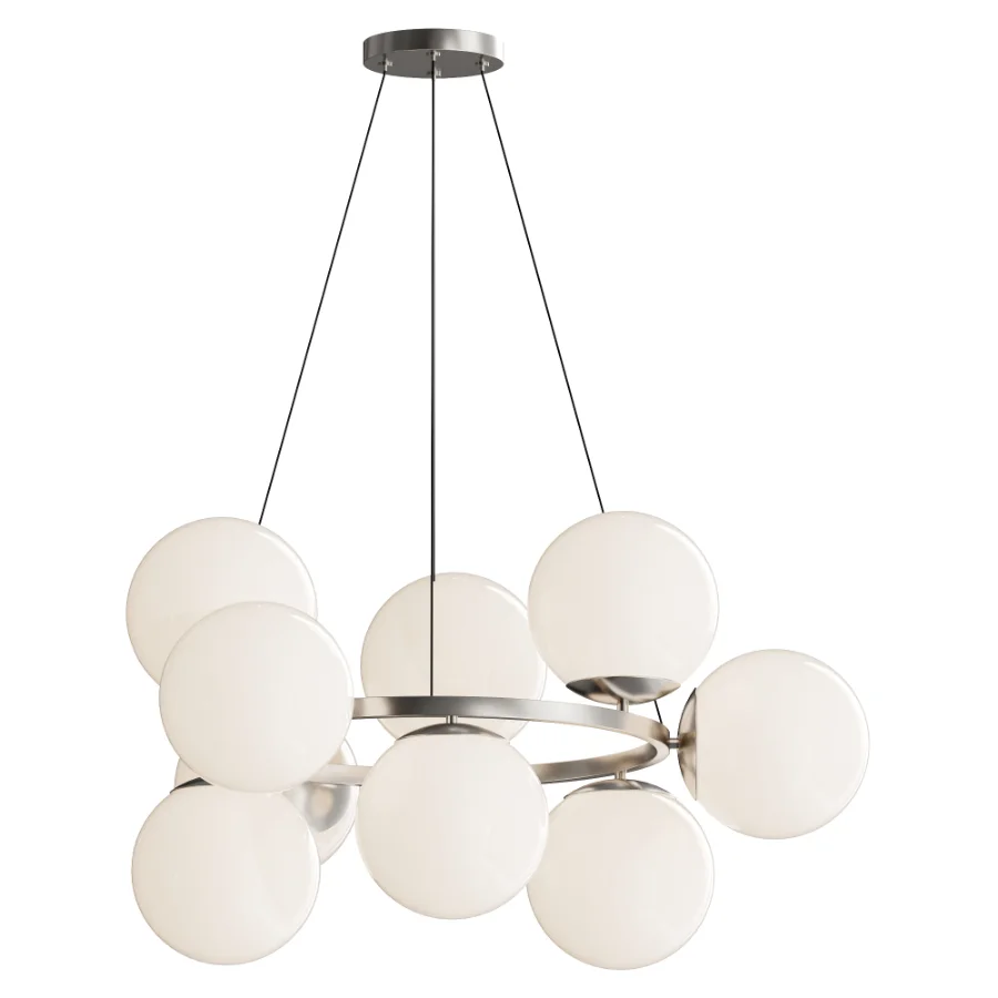 MyFar Aerton Nickel White Glass Molecule Chandelier 9 Light Image 1