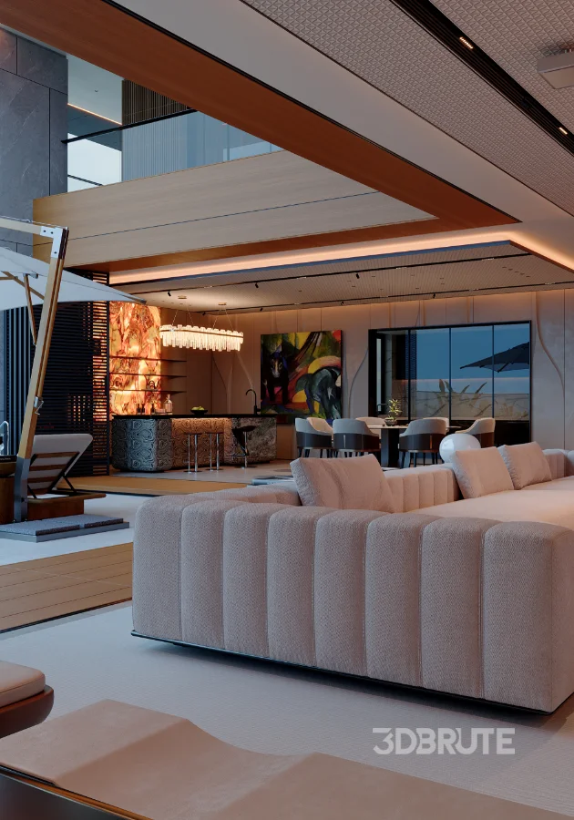 Modern scenic open balcony living room dining room Image 5