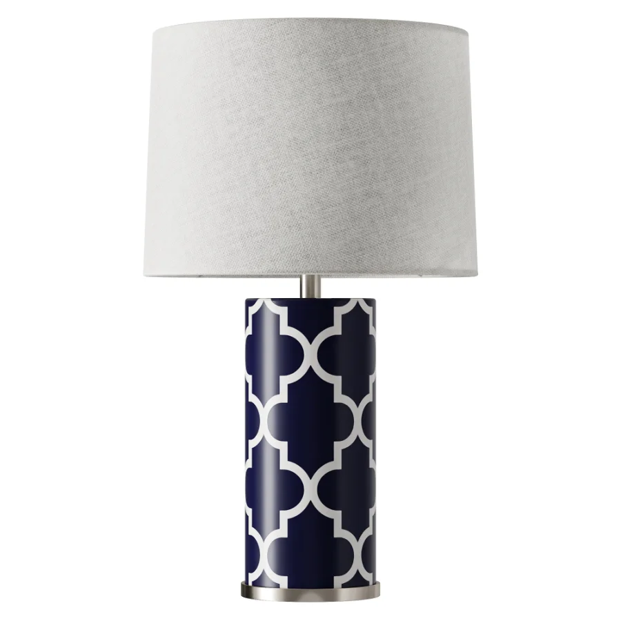 Abbyson Madison Navy Blue Lattice Table Lamp Image 2