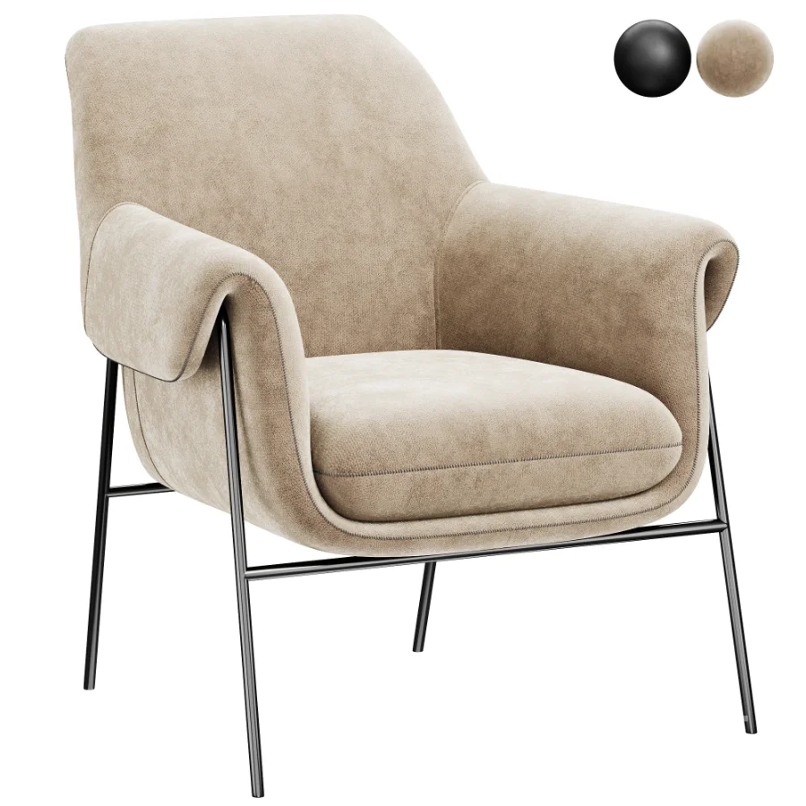 CONTEMPORARY_LEATHER_METAL_FRAME_CLUB_CHAIR Image 1