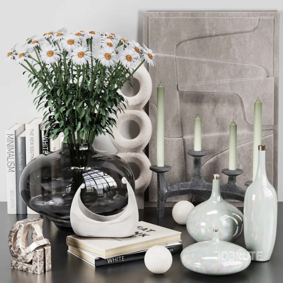 Decorative set 13 with flowers daisies Image 1