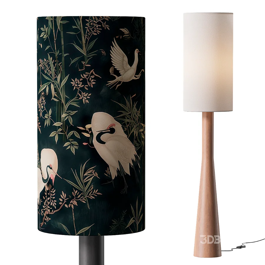 Minimalist Japandi Linen Floor Lamp Image 1