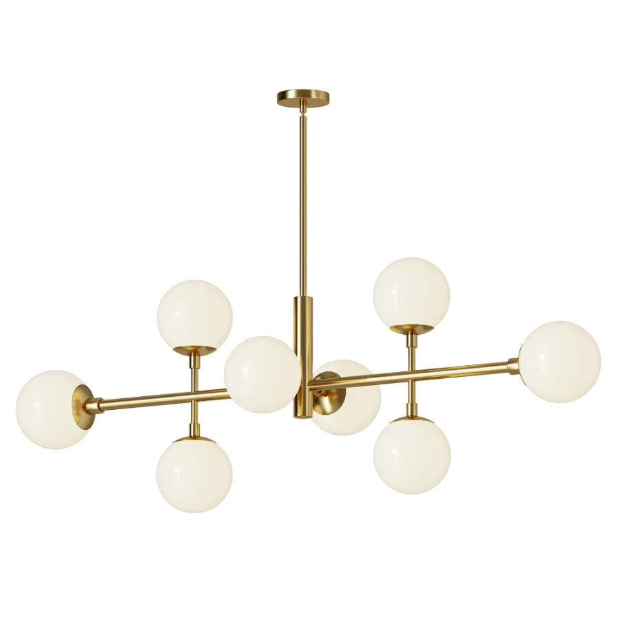 Black Frosted Glass Globe Linear Chandelier 8 Light Image 1