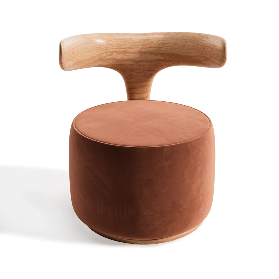 Modern Designer Wooden Armchair with Fabric Seat Image 3