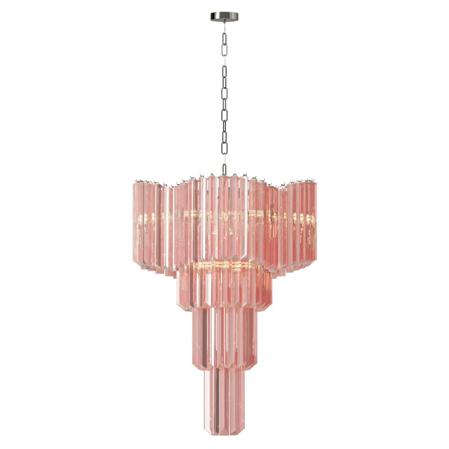 Italian Murano Glass Sputnik Chandelier in Pink Image 2