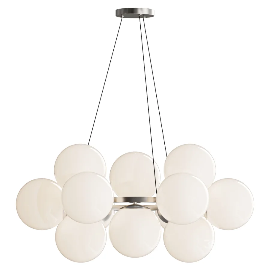 MyFar Aerton Nickel White Glass Molecule Chandelier 12 Light Image 1