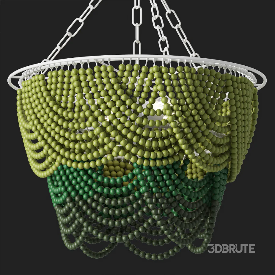 Etsy Green Beaded Wood Pendant Chandelier Image 3