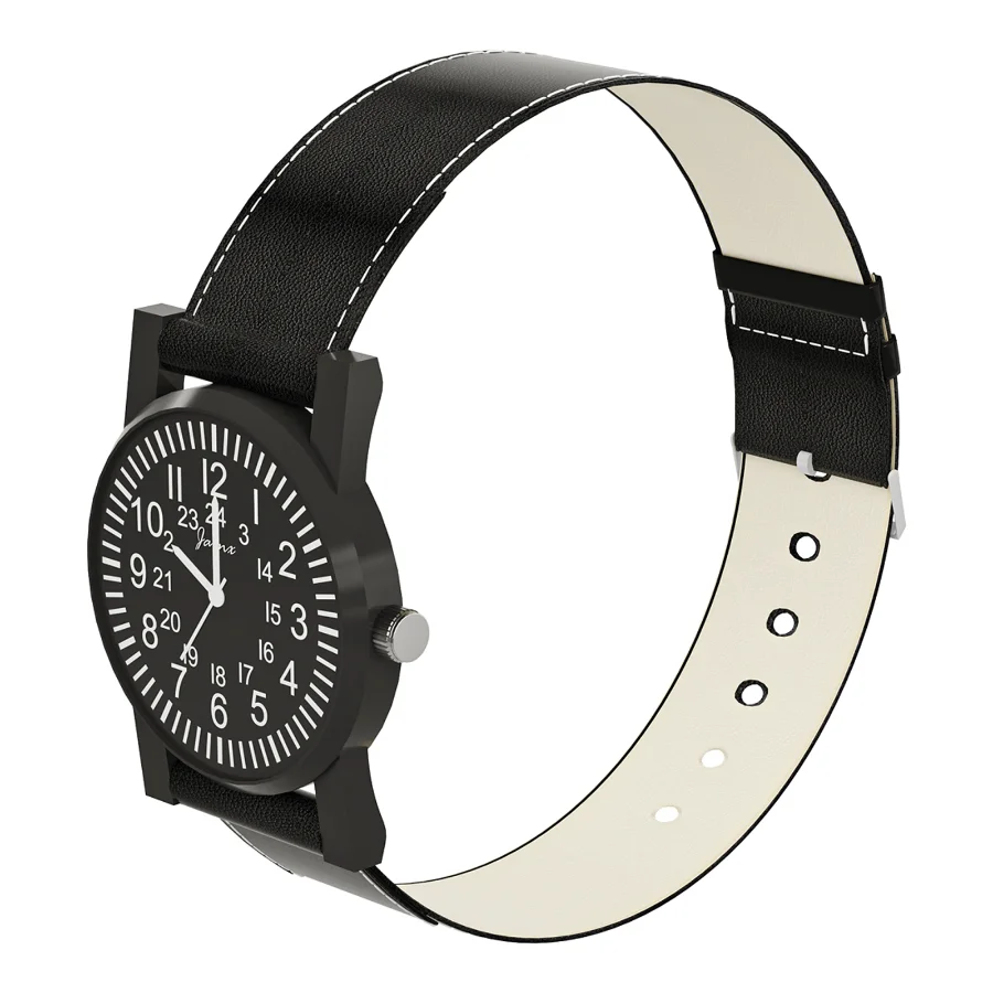 Jainx Men’S Black Dial Leather Strap Analog Watch Image 6