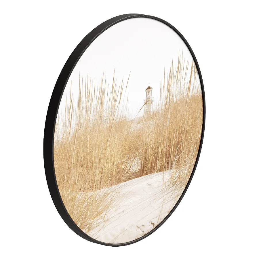 Round Wall Painting Lighthouse in the dune grass Image 3
