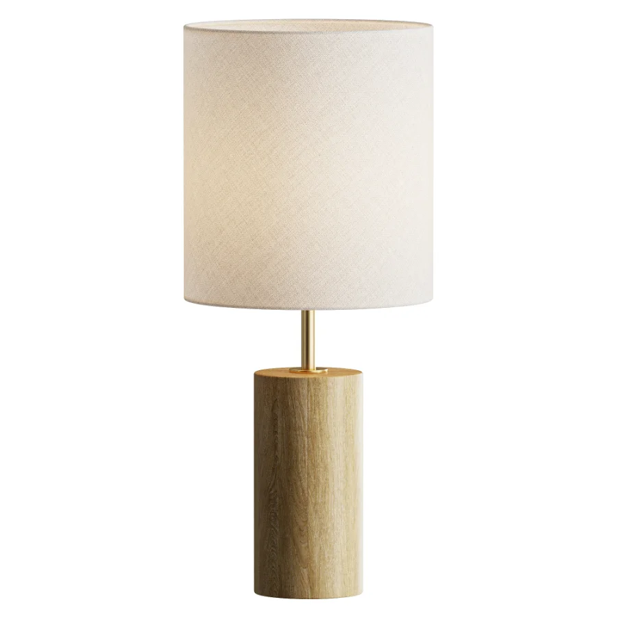 Adesso Wood Column Modern Table Lamp Image 2